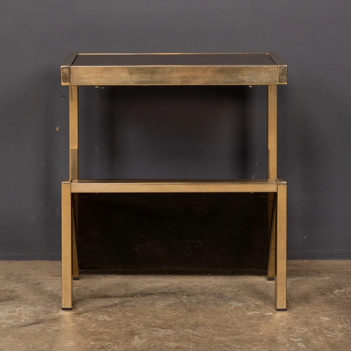 PUSHKINS.COM - Z12414 - VINTAGE 20thC BRASS, CHROME & GLASS "N" TABLE BY BELGO CHROM, BELGIUM c.1970 - 06.jpg