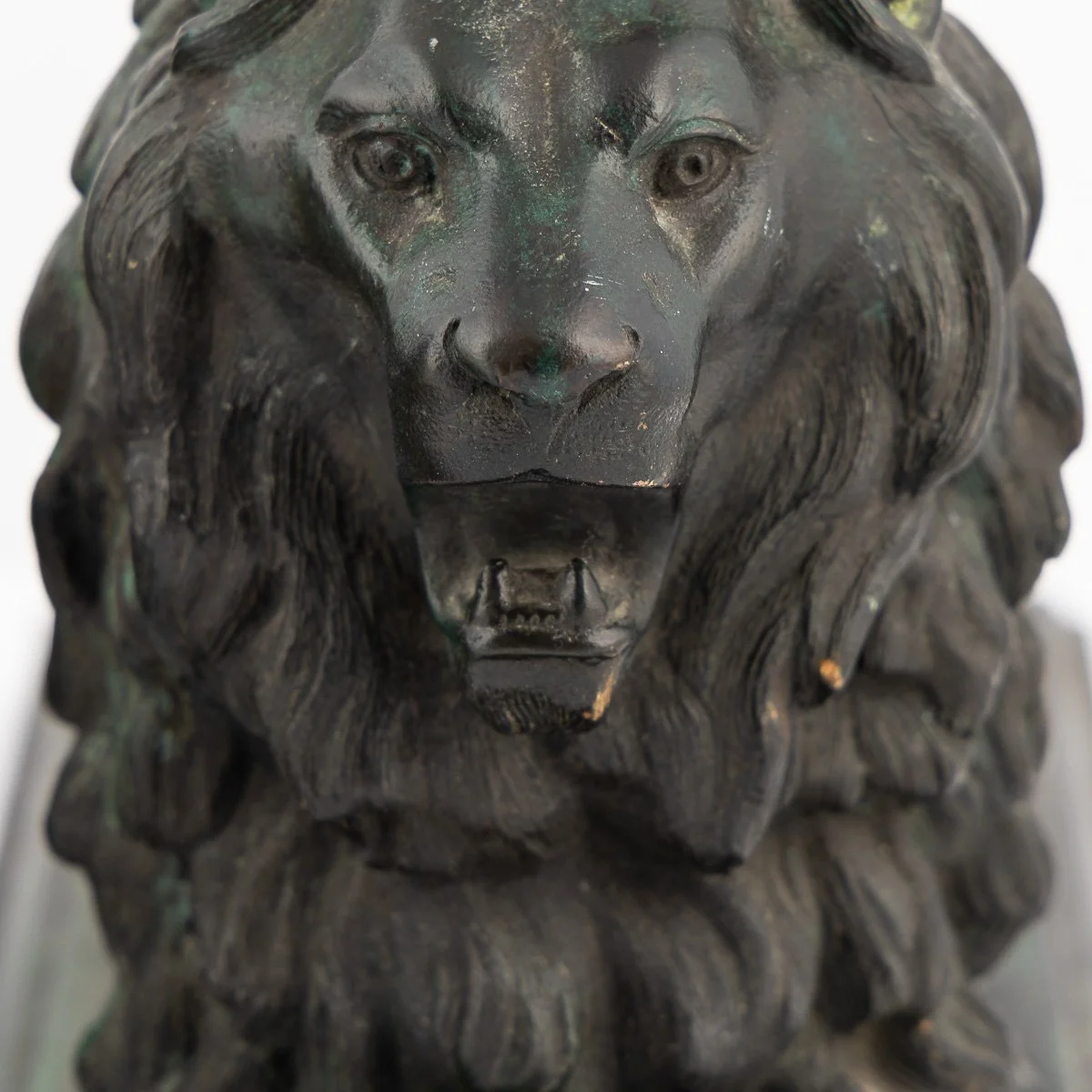 PUSHKINS.COM - A00160 - ANTIQUE 19thC VICTORIAN PAIR OF VERDIGRIS PATINATED BRONZE TRAFALGAR LIONS c.1870 - 21.jpg