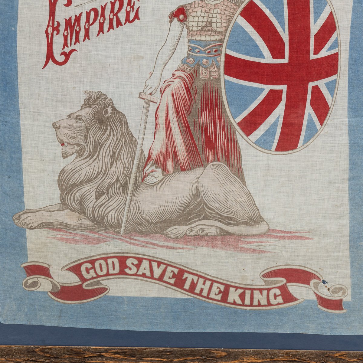 PUSHKINS.COM - D11340 - ANTIQUE 20thC FRAMED EDWARDIAN BRITANNIA FOR THE EMPIRE FLAG c.1905 - 05.jpg