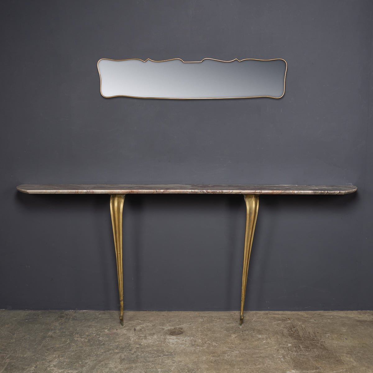 PUSHKINS.COM - MID 20thC ITALIAN BRASS & MARBLE CONSOLE WITH MIRROR c.1950 - 2.jpg