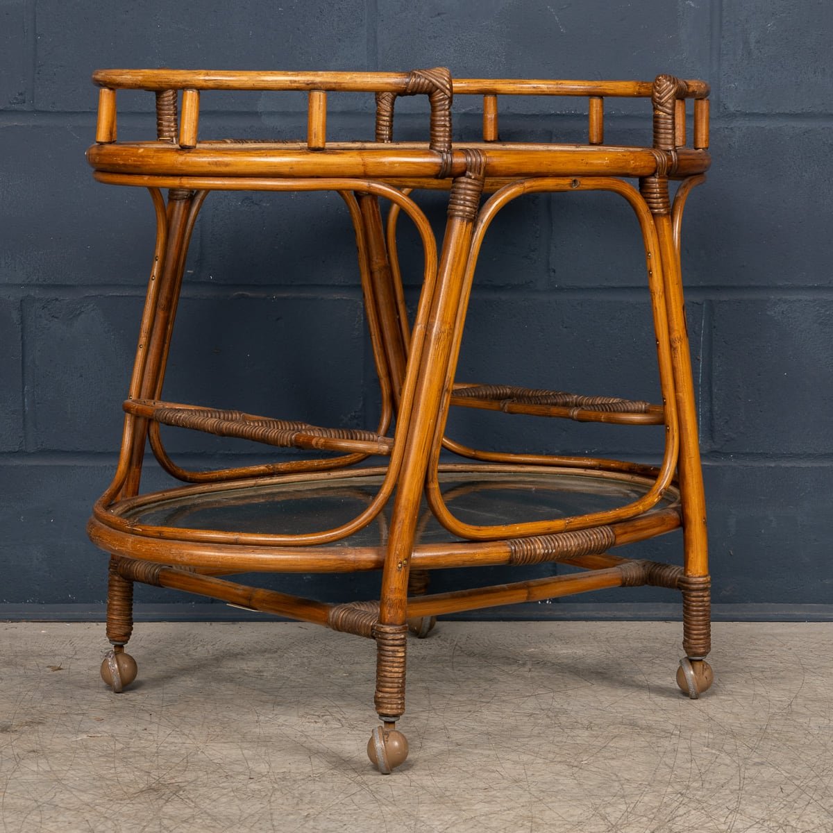 PUSHKIN'S - 20thC ITALIAN BAMBOO DRINKS TROLLEY c.1970 - 7.jpg