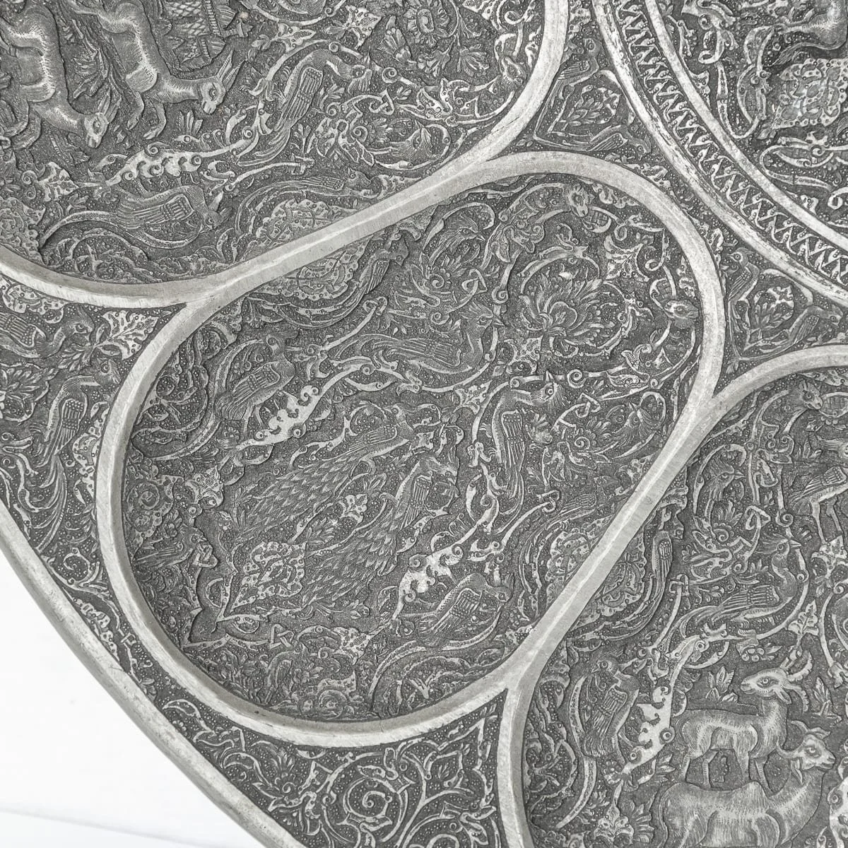 PUSHKINS.COM - A00171 - ANTIQUE 20thC PERSIAN SILVER PLATED GHALAMZANI BOWL ON STAND, ISFAHAN c.1900 - 25.jpg