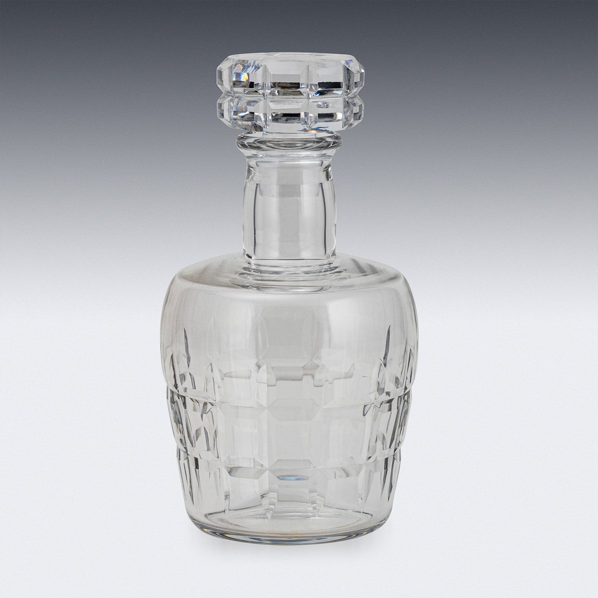 PUSHKINS.COM - D11154 - 20thC FRENCH PAIR OF BACCARAT DECANTERS & HERMES LEATHER BASKET BY JACQUES ADNET - 06.jpg