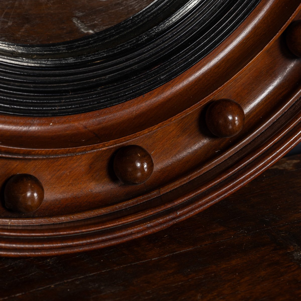 PUSHKINS.COM - D11342 - ANTIQUE 19thC REGENCY MAHOGANY FRAMED CONVEX MIRROR - 09.jpg