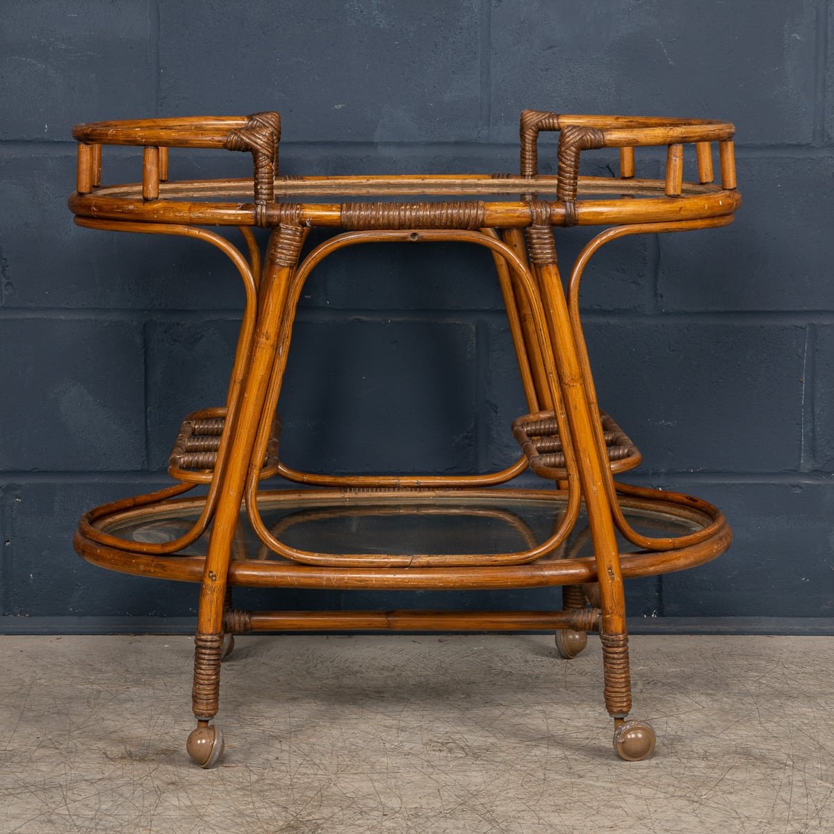 PUSHKIN'S - 20thC ITALIAN BAMBOO DRINKS TROLLEY c.1970 - 4.jpg