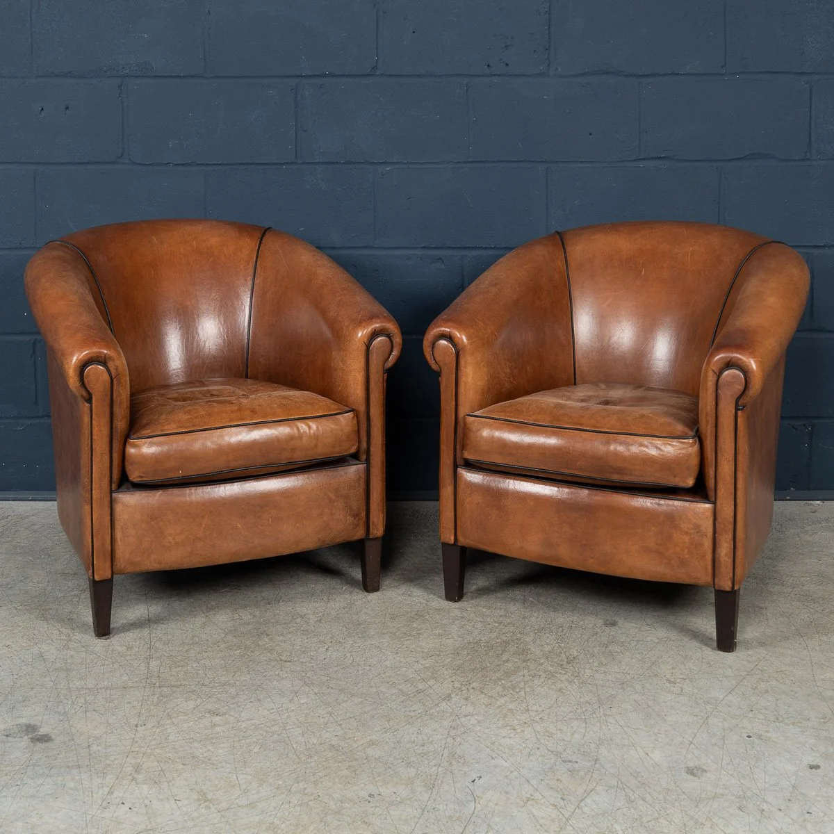 PUSHKINS.COM - B11463 - A PAIR OF 20thC DUTCH SHEEPSKIN LEATHER TUB CHAIRS - 03.jpg