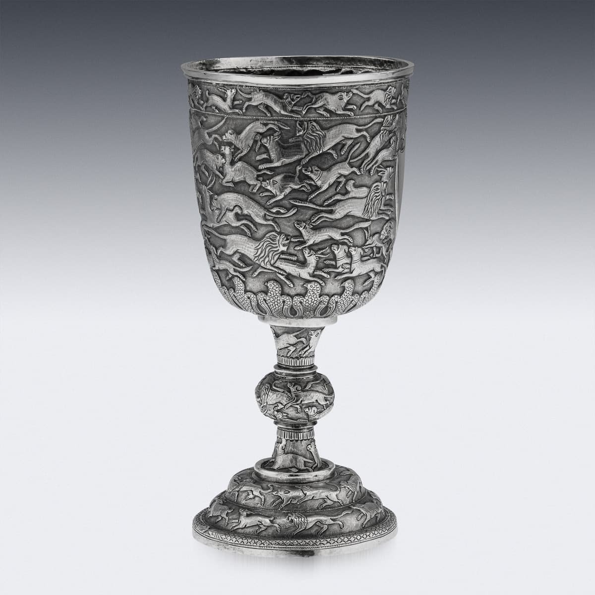 PUSHKINS.COM - J12580 - ANTIQUE 19thC INDIAN SAURASHTRA (SOUTHERN GUJARAT) MONUMENTAL SIZE GOBLET c.1890 -06.jpg