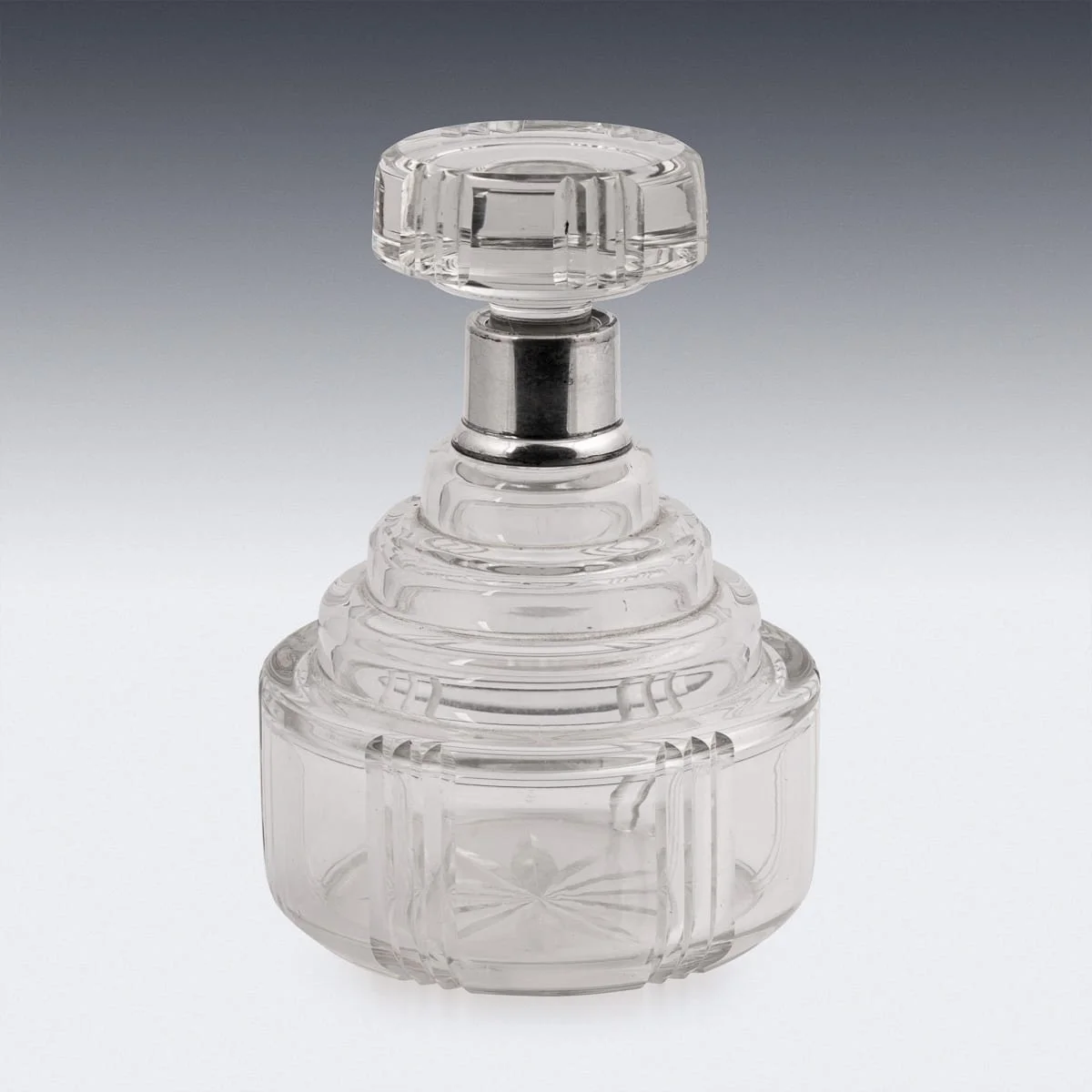PUSHKINS.COM - B11830 - VINTAGE 20thC FRENCH ART DECO SILVER MOUNTED CUT GLASS DECANTER - 03.jpg