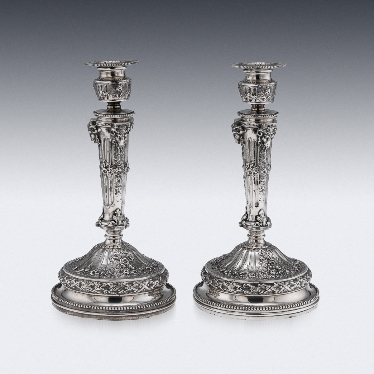 PUSHKINS.COM - J12510 - ANTIQUE 19thC GERMAN PAIR OF SOLID SILVER CANDELESTICKS, HANAU c.1870 -  05.jpg