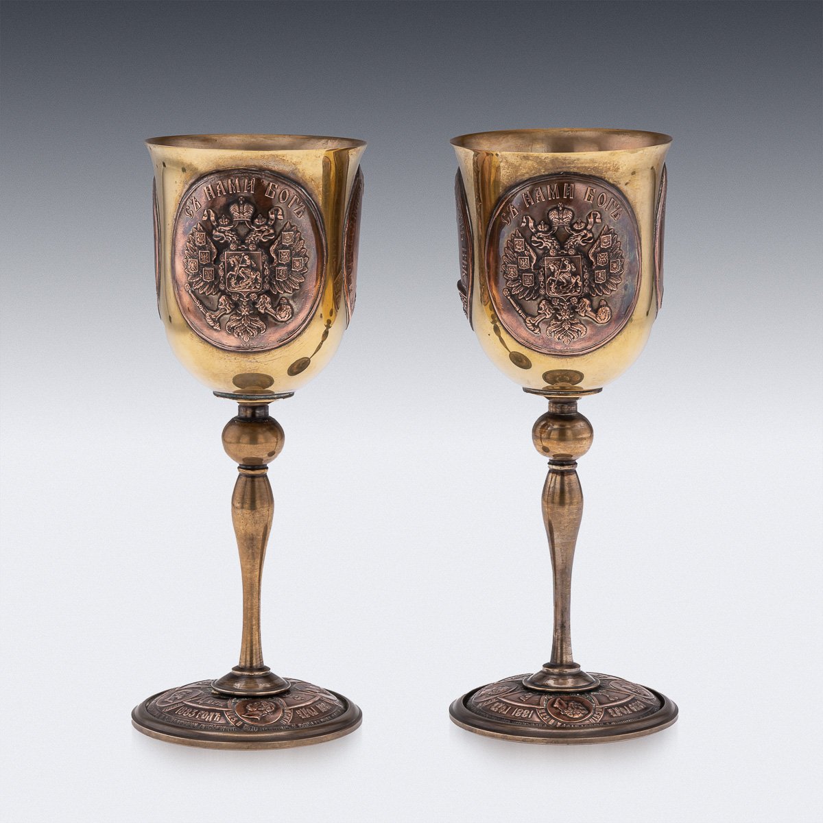 PUSHKINS.COM - A00004 - ANTIQUE 20thC RUSSIAN IMPERIAL WORLD WAR I PAIR OF COMMEMORATIVE GOBLETS - 04.jpg