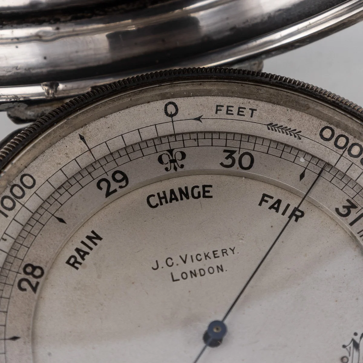 PUSHKINS.COM - D11352 - ANTIQUE 20thC ENGLISH SOLID SILVER BAROMETER & THERMOMETER, J.C VICKERY c.1912 - 11.jpg