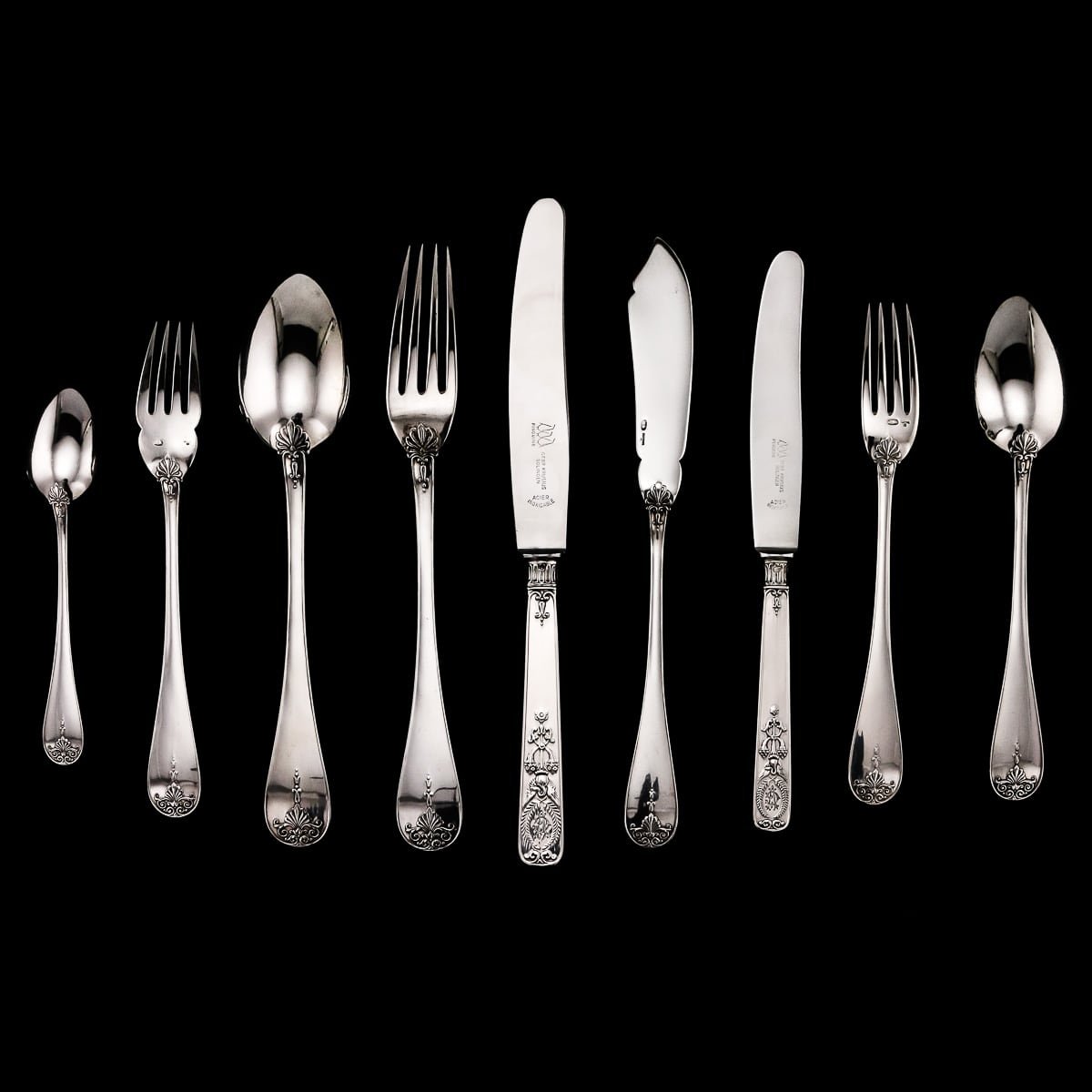 PUSHKIN'S - ANTIQUE 20thC RUSSIAN FEBERGE SOLID SILVER CUTLERY SET, MOSCOW c.1910 - 6.jpg