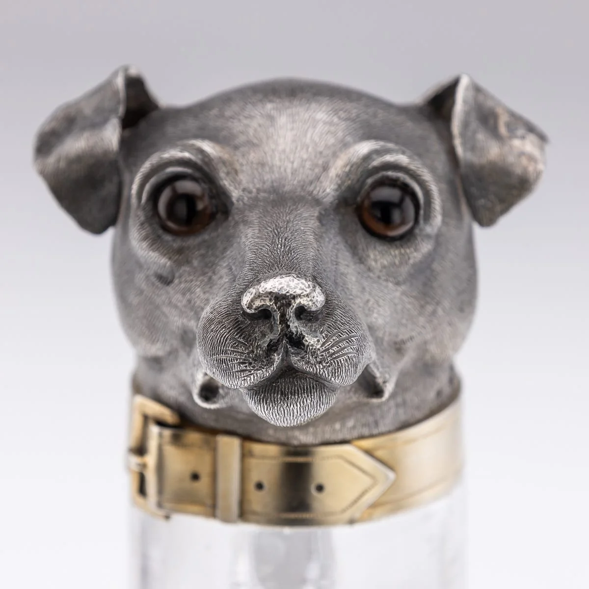 PUSHKINS.COM - J11562 - ANTIQUE 19thC VICTORIAN SOLID SILVER & CLEAR GLASS NOVELTY DOG CLARET JUG c.1884 - 14.jpg