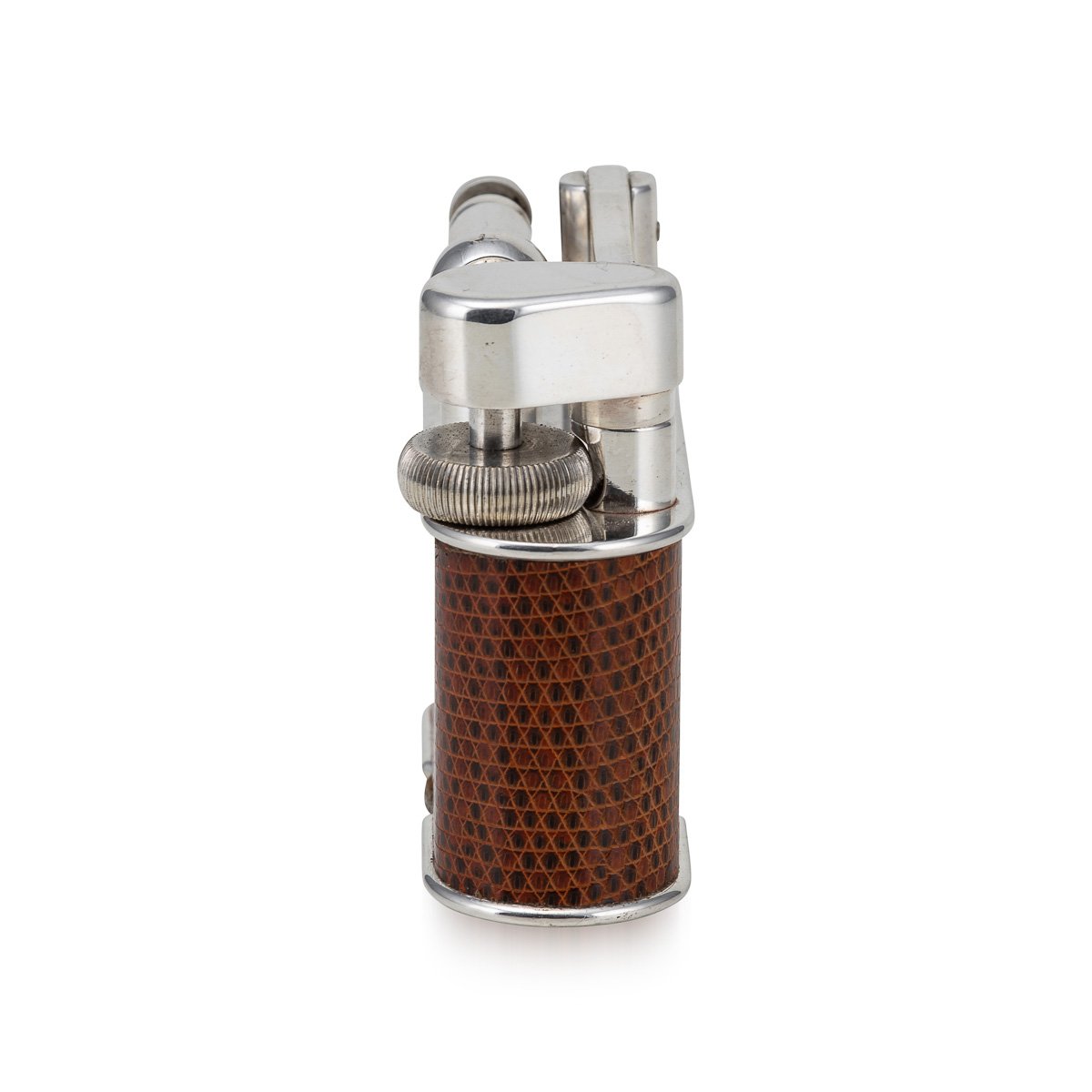 PUSHKINS.COM - D11367 - VINTAGE 20thC SNAKESKIN LEATHER & SILVER PLATED DUNHILL TABLE LIGHTER c.1960 - 07.jpg