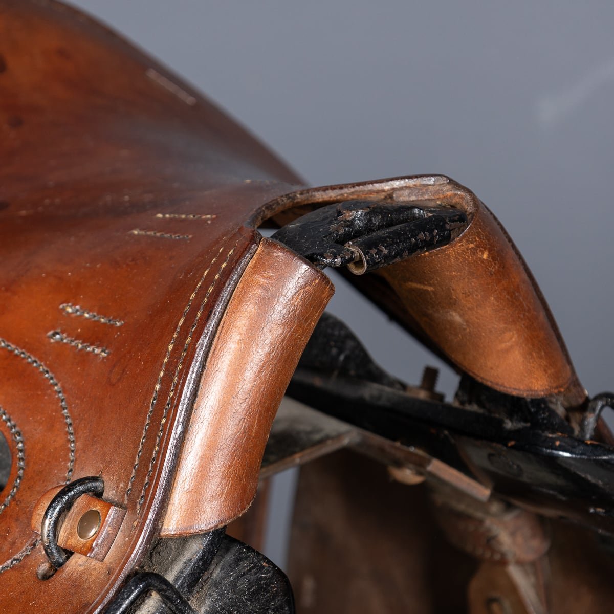 PUSHKIN'S - ANTIQUE 20thC WWI HORSE SADDLE BAR STOOLS c.1920 - 23.jpg