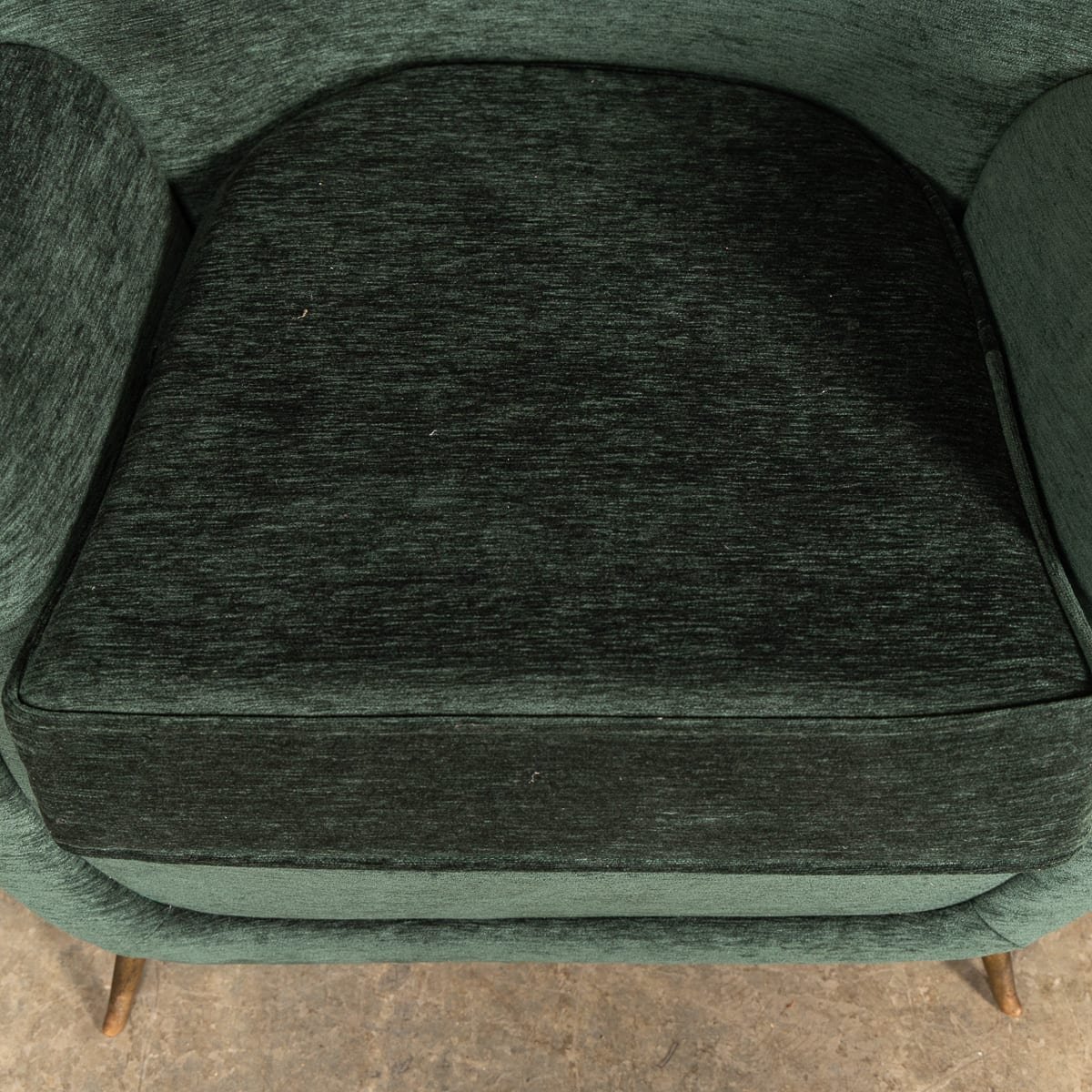 PUSHKINS.COM - D11774 - VINTAGE 20thC ITALIAN PAIR OF GREEN FABRIC ARMCHAIRS WITH OTTOMANS c.1950 - 12.jpg