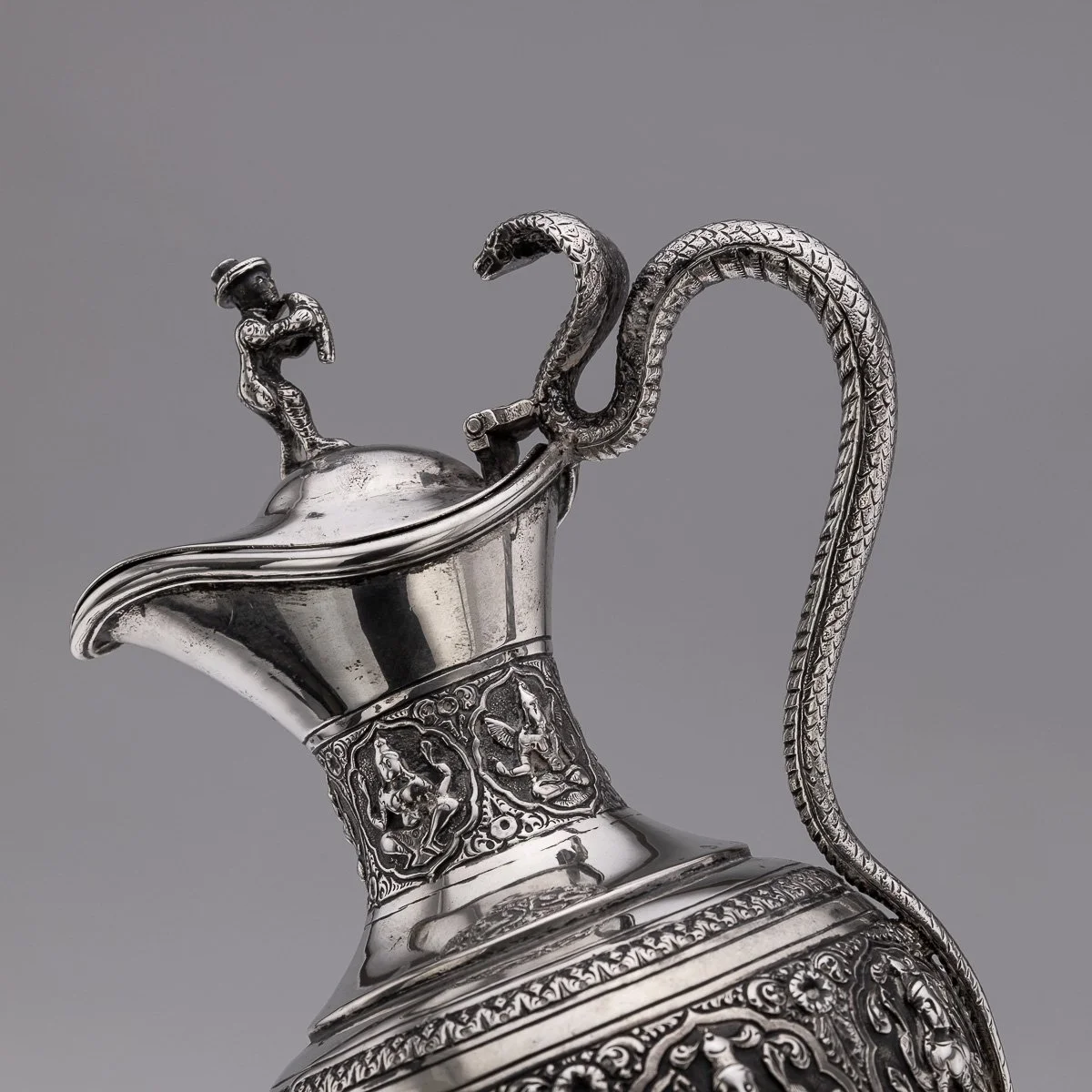 PUSHKINS.COM - A00010 - ANTIQUE 19thC INDIAN SOLID SILVER WATER EWER, MADRAS c.1890 - 24.jpg