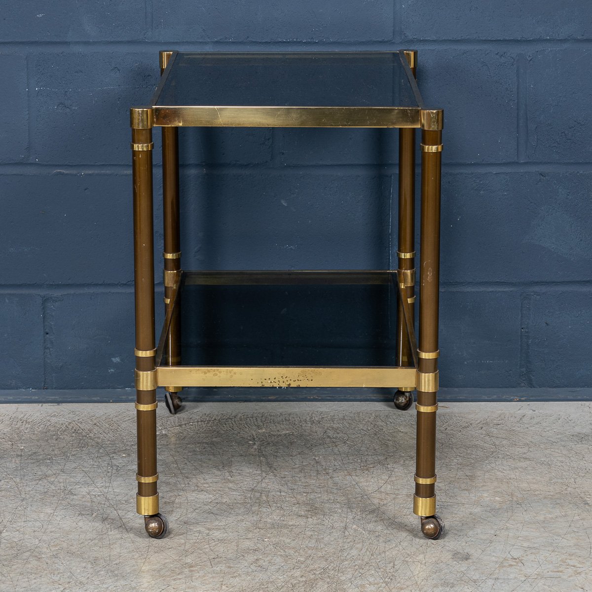 PUSHKINS.COM - B11303 - VINTAGE 20thC ITALIAN BRASS FRAMED DRINKS TROLLEY c.1980 - 09.jpg
