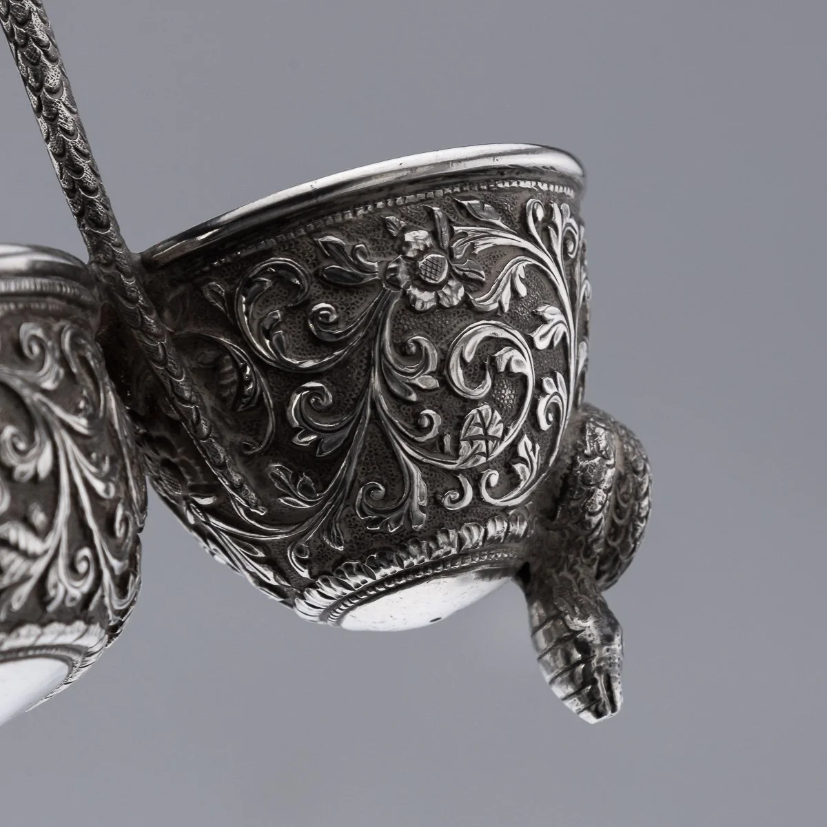 PUSHKINS.COM - A00013 - ANTIQUE 19thC INDIAN SOLID SILVER CONDIMENT SET, OOMERSI MAWJI, BHUJ c.1890 - 19.jpg