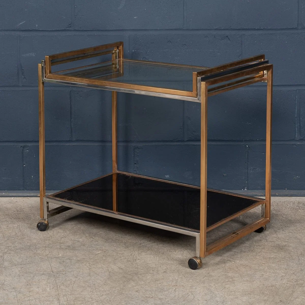 PUSHKINS.COM - B12048 - 20thC BRASS & CHROME DRINKS TROLLEY WITH TRAY BY BELGO CHROM, BELGIUM c.1970 - 10.jpg