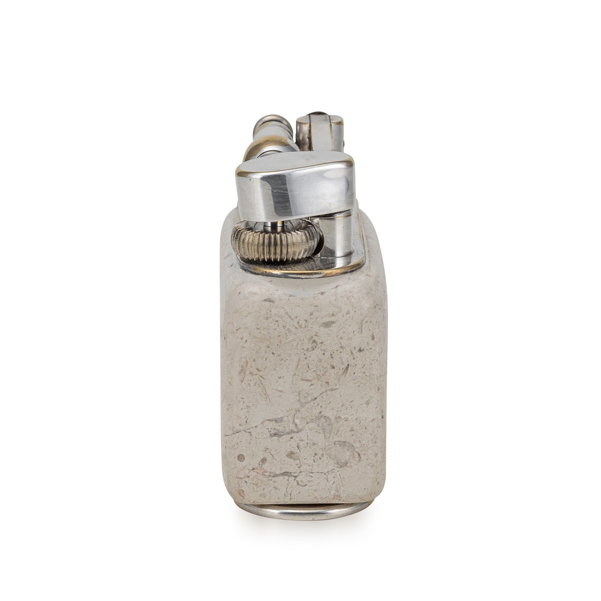 PUSHKINS.COM - D11369 - VINTAGE 20thC TRAVERTINE MARBLE & SILVER PLATED DUNHILL TABLE LIGHTER c.1960 - 07.jpg