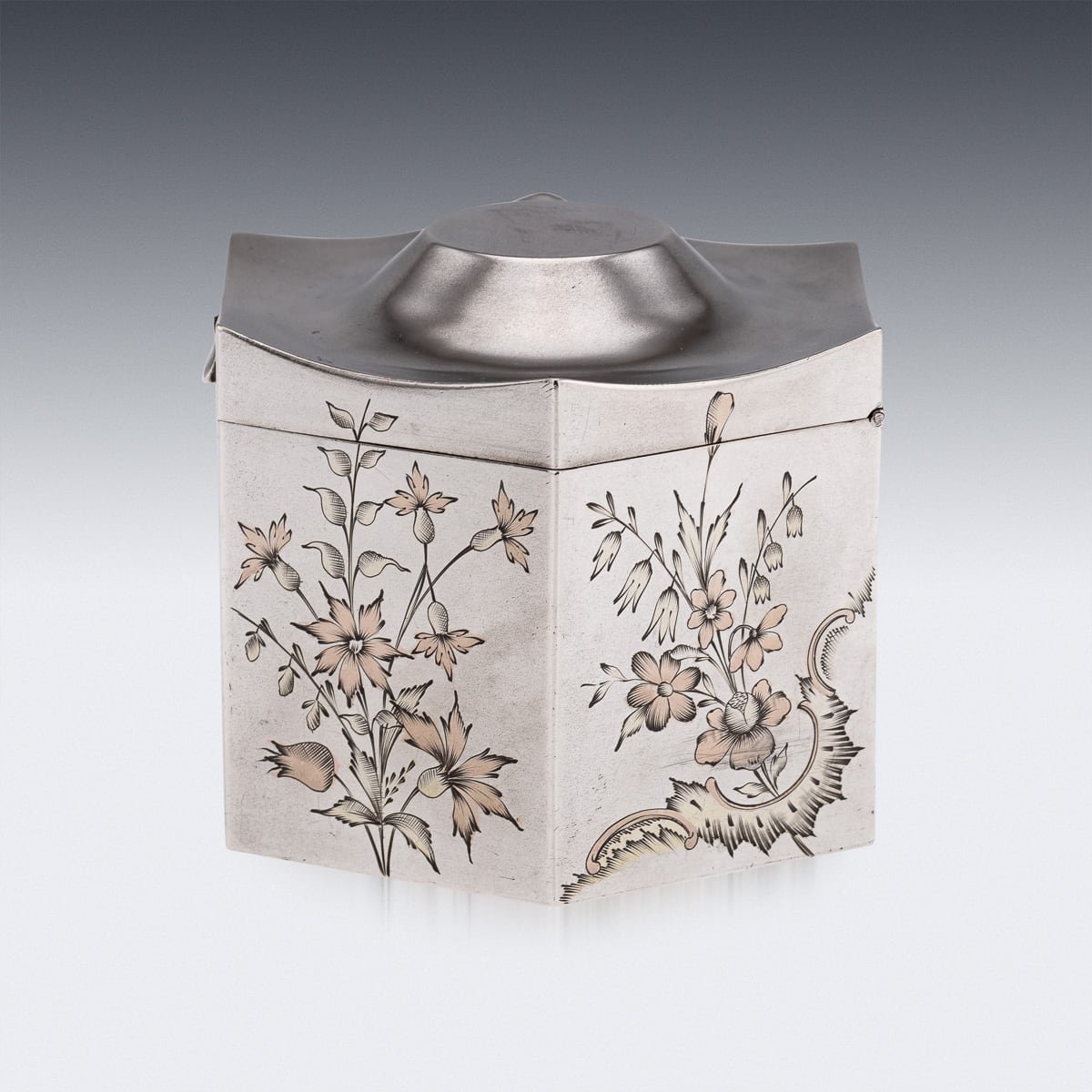 PUSHKINS.COM - ANTIQUE 20thC RUSSIAN SOLID SILVER CHINOISERIE TEA CADDY, MOSCOW c.1900 - 5.jpg