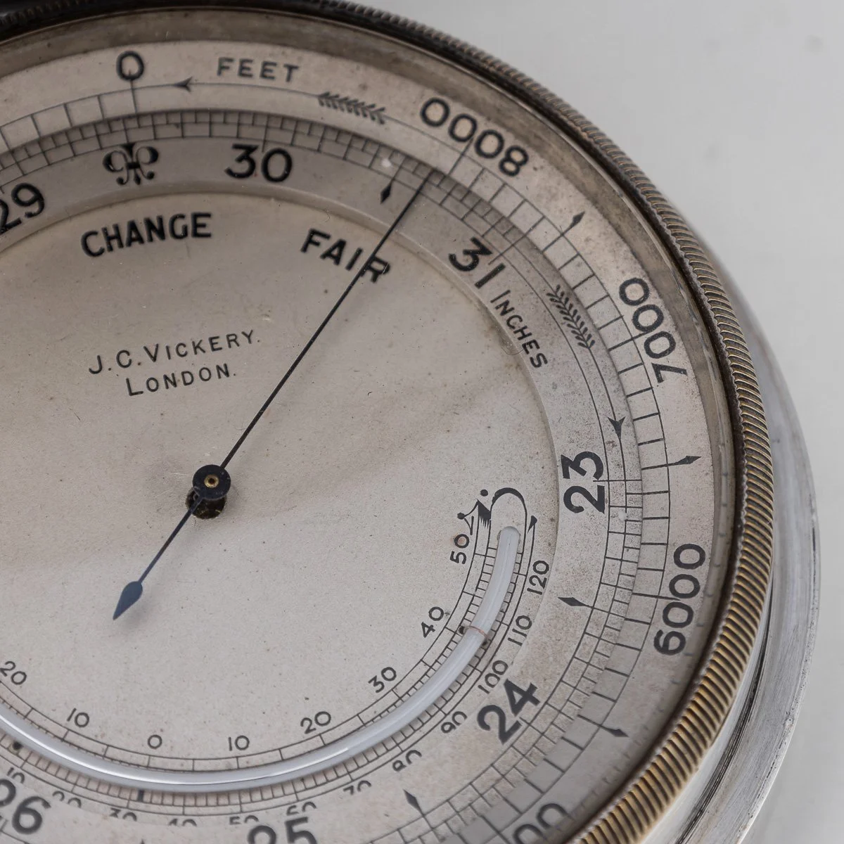 PUSHKINS.COM - D11352 - ANTIQUE 20thC ENGLISH SOLID SILVER BAROMETER & THERMOMETER, J.C VICKERY c.1912 - 14.jpg