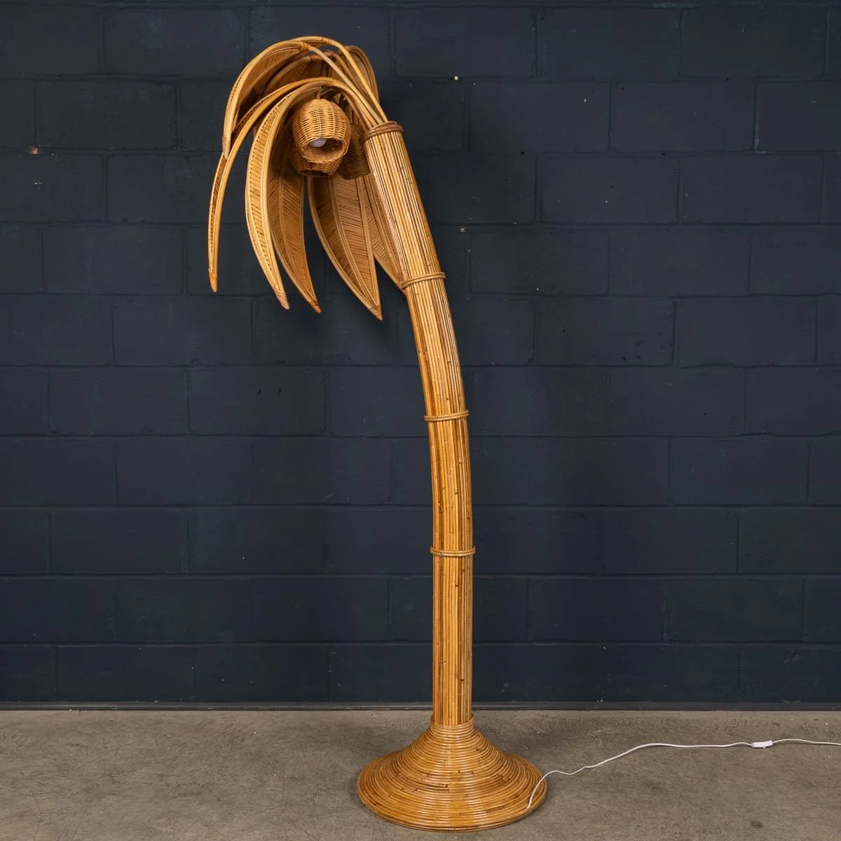 PUSHKINS.COM - B11851 - 20thC RATTAN PALM TREE FLOOR LAMP IN THE MANNER OF MARIO LOPEZ, MEXICO c.1970 - 07.jpg