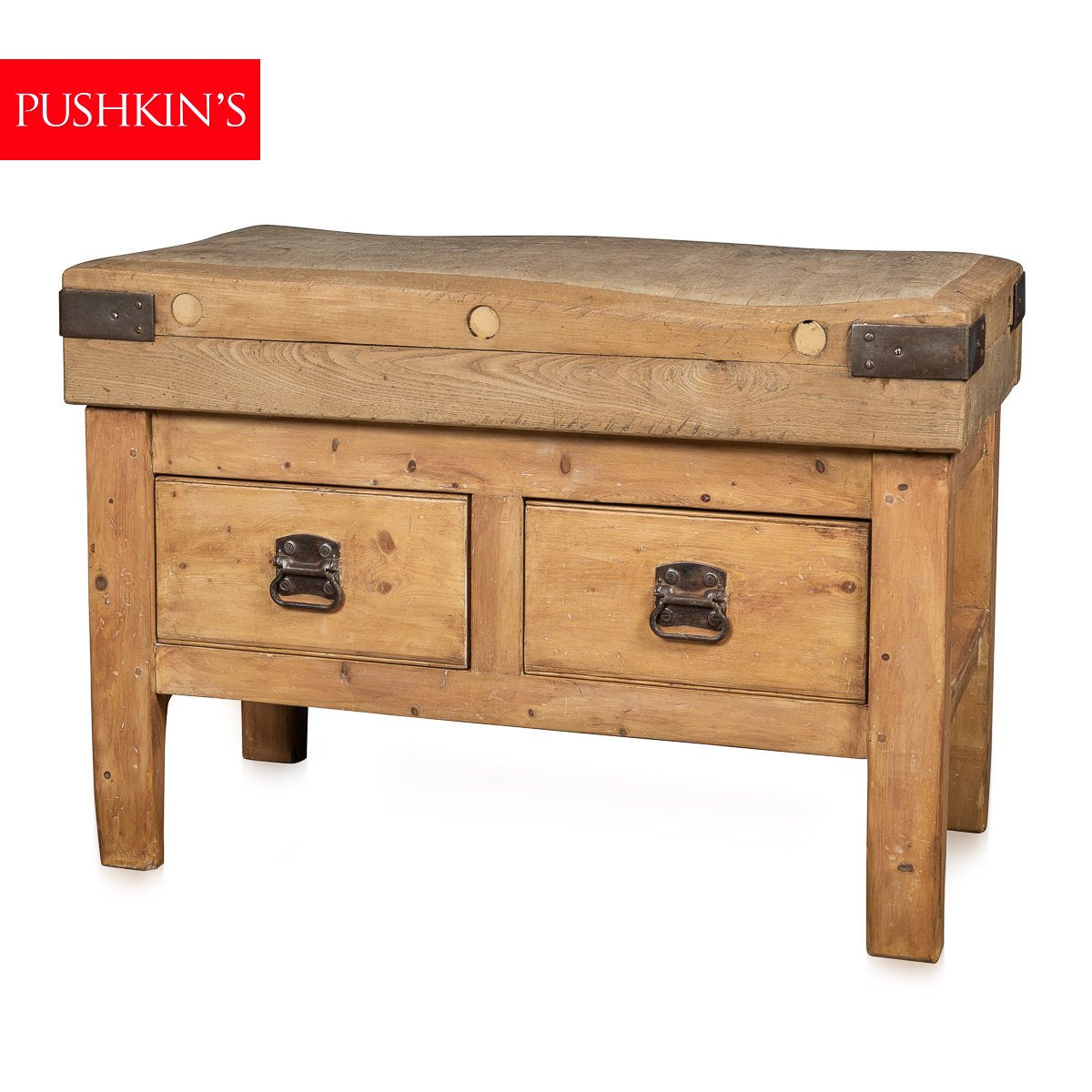 PUSHKINS.COM - D11126 - ANTIQUE 20thC FRENCH BUTCHERS BLOCK TABLE c.1920 - 02.jpg