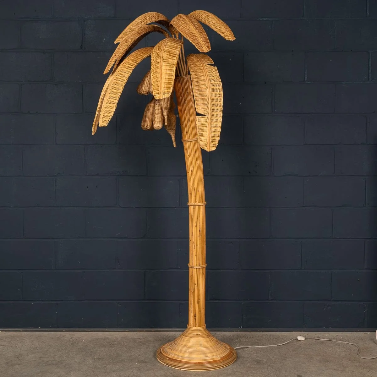 PUSHKINS.COM - B11850 - 20thC BANANA TREE RATTAN & WICKER FLOOR LAMP IN THE MANNER OF MARIO LOPEZ - 05.jpg