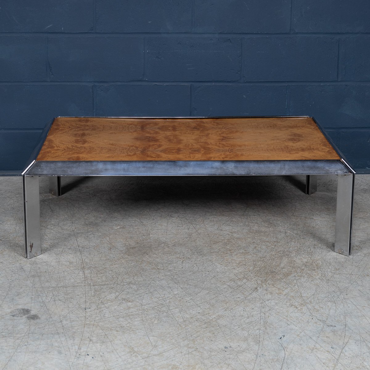 PUSHKINS.COM - B11294 - VINTAGE 20thC ITALIAN CHROME & BURR WALNUT COFFEE TABLE c.1980 - 05.jpg