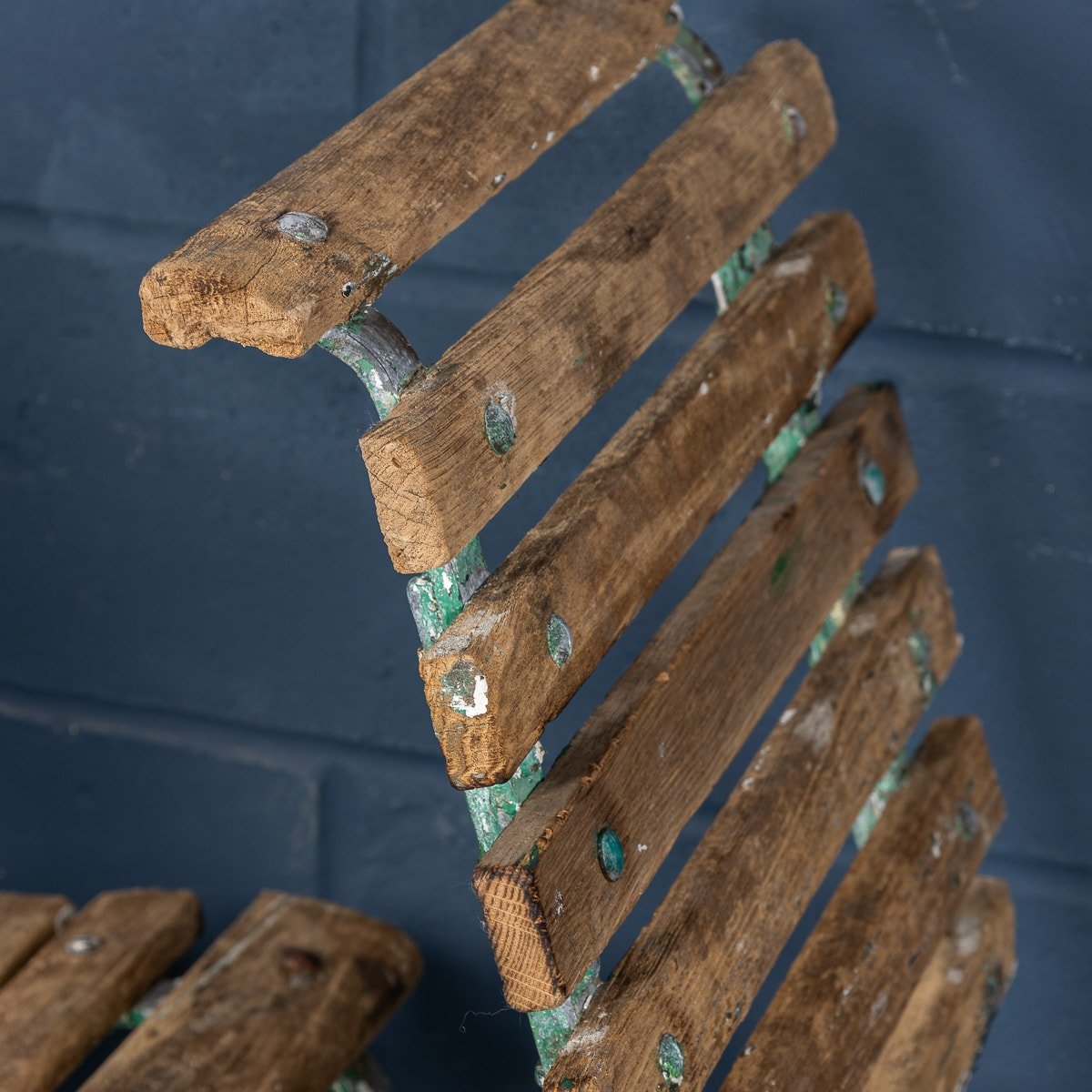 PUSHKIN'S - ANTIQUE 19thC SET OF FOUR VICTORIAN WROUGHT IRON & WOOD GARDEN SEATS c.1890 - 30.jpg