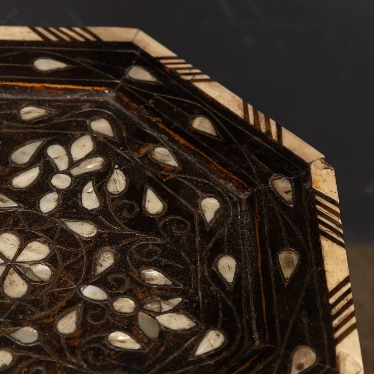 PUSHKINS.COM - Z12412 - ANTIQUE 20thC DARK WOOD & MOTHER OF PEARL MOORISH TABLE c.1920 - 11.jpg