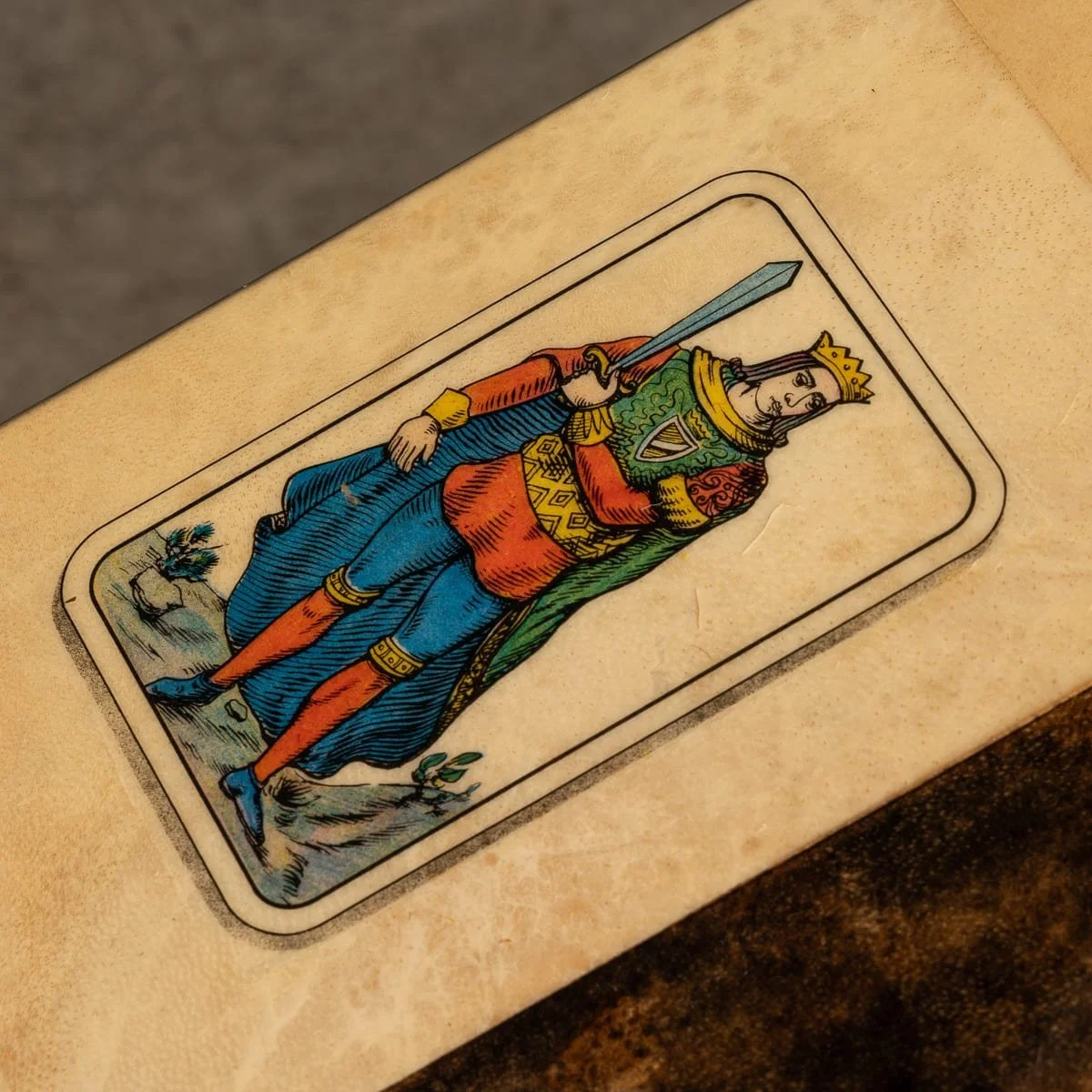 PUSHKINS.COM - B11865 - 20thC ITALIAN DINING SET : GAMES TABLE WITH PLAYING CARDS MOTIF BY ALDO TURA - 18.jpg