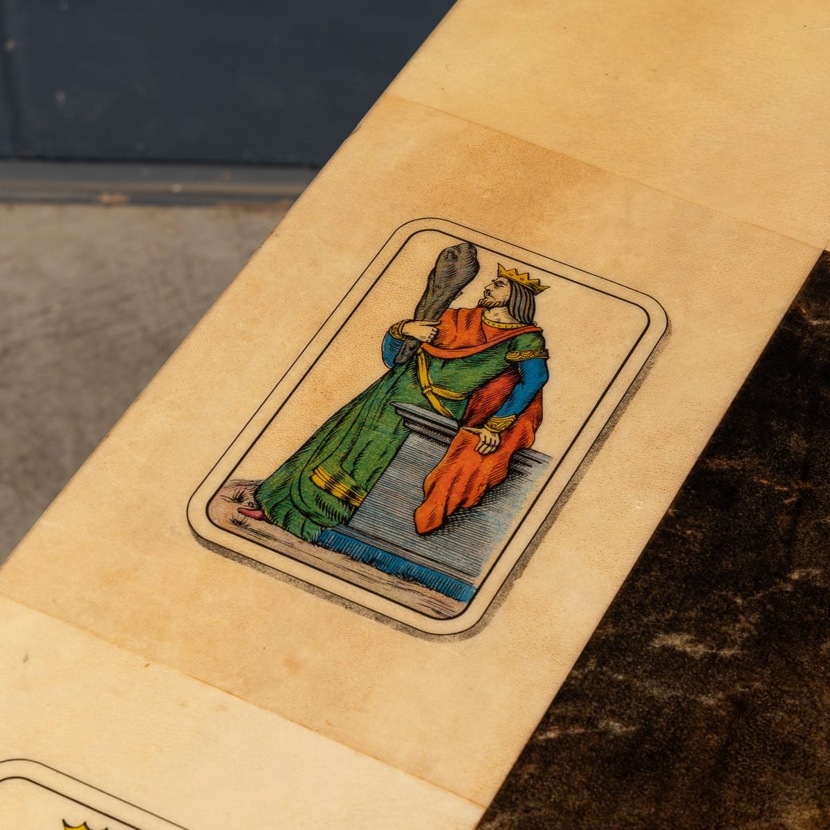 PUSHKINS.COM - B11865 - 20thC ITALIAN DINING SET : GAMES TABLE WITH PLAYING CARDS MOTIF BY ALDO TURA - 16.jpg