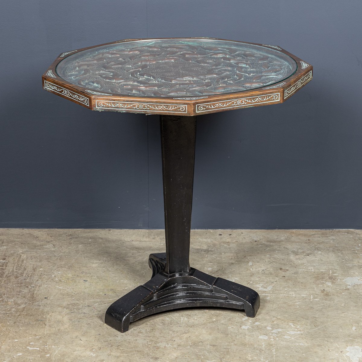 PUSHKINS.COM - D11134 - VINTAGE 20thC SPANISH EMBOSSED COPPER TABLE BY MALART c.1930 - 03.jpg