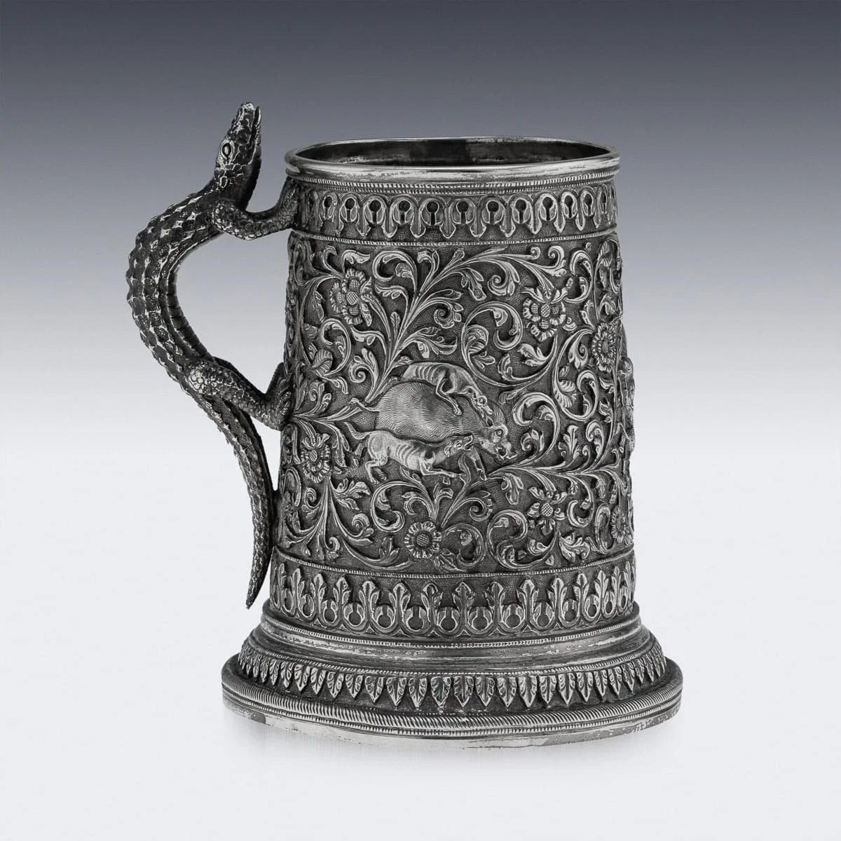 PUSHKINS.COM - A00231 - ANTIQUE 19thC INDIAN KUTCH SOLID SILVER MUG, OOMERSI MAWJI, BHUJ c.1890 -06.jpg