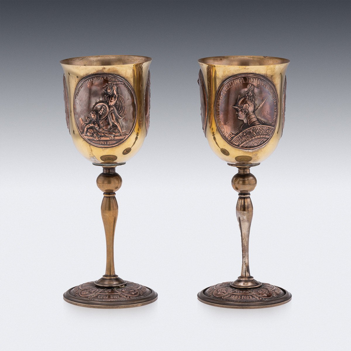 PUSHKINS.COM - A00004 - ANTIQUE 20thC RUSSIAN IMPERIAL WORLD WAR I PAIR OF COMMEMORATIVE GOBLETS - 06.jpg