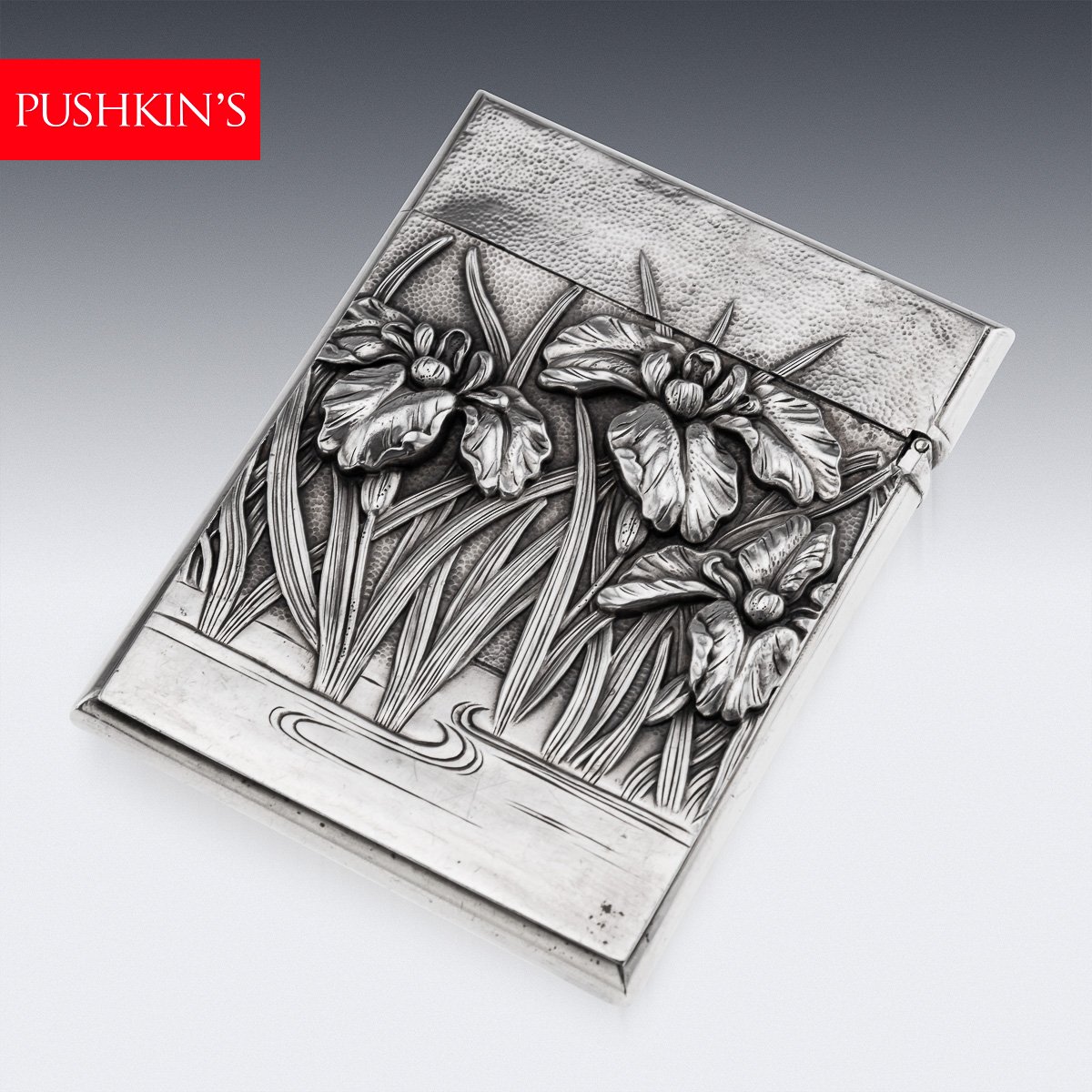 PUSHKINS.COM - J11390 - ANTIQUE 20thC JAPANESE MEIJI SOLID SILVER CARD CASE c.1900 - 02.jpg
