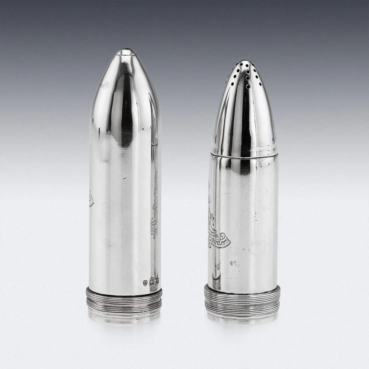 PUSHKINS.COM - A00041 - ANTIQUE 20thC ENGLISH REGIMENTAL SOLID SILVER WWI ARTILLERY SALT & PEPPER SHAKERS, ROYAL ARTILLERY c.1918 - 21.jpg