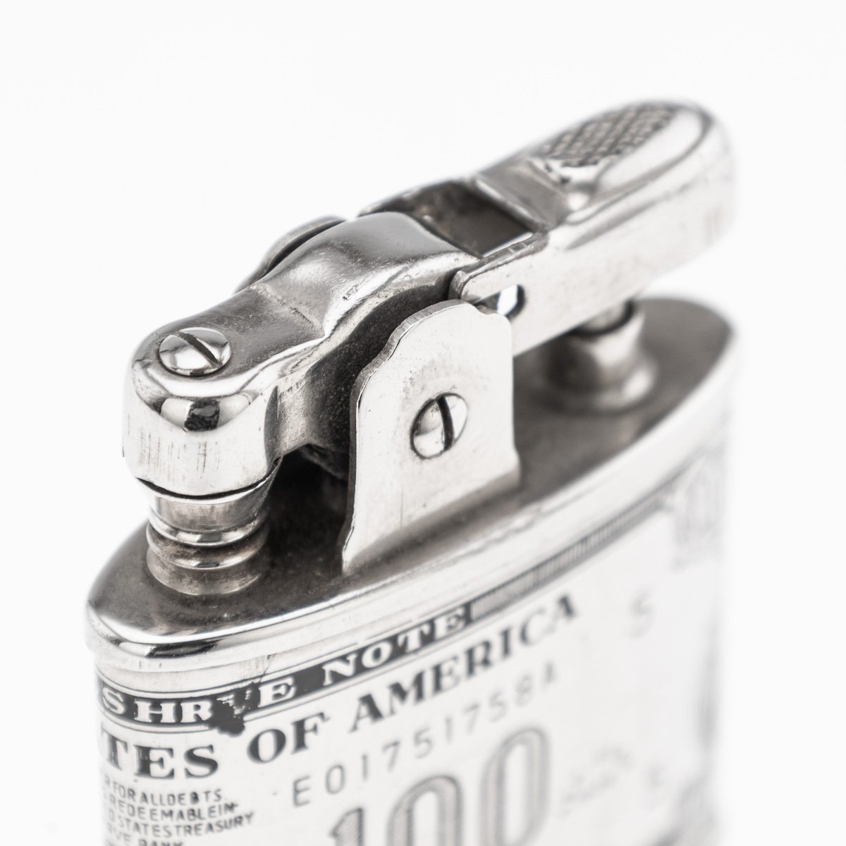 PUSHKINS.COM - J11197 - 20thC AMERICAN SILVER-PLATED CIGARETTE CASE & LIGHTER SHAPED AS A HUNDRED DOLLAR BILL - 14.jpg