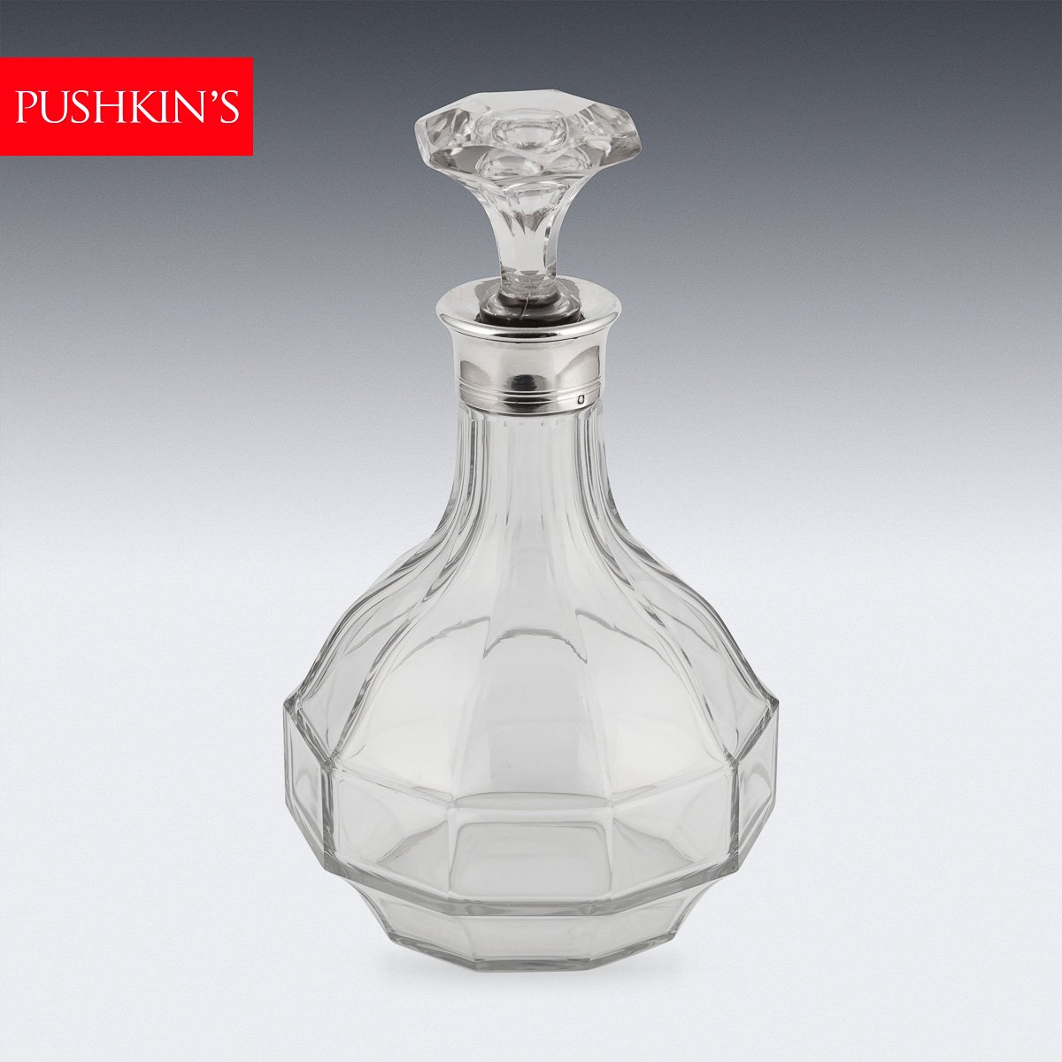PUSHKINS.COM - D11326 - STUNNING 20thC FRENCH SOLID SILVER & CUT GLASS DECANTER - 02.jpg