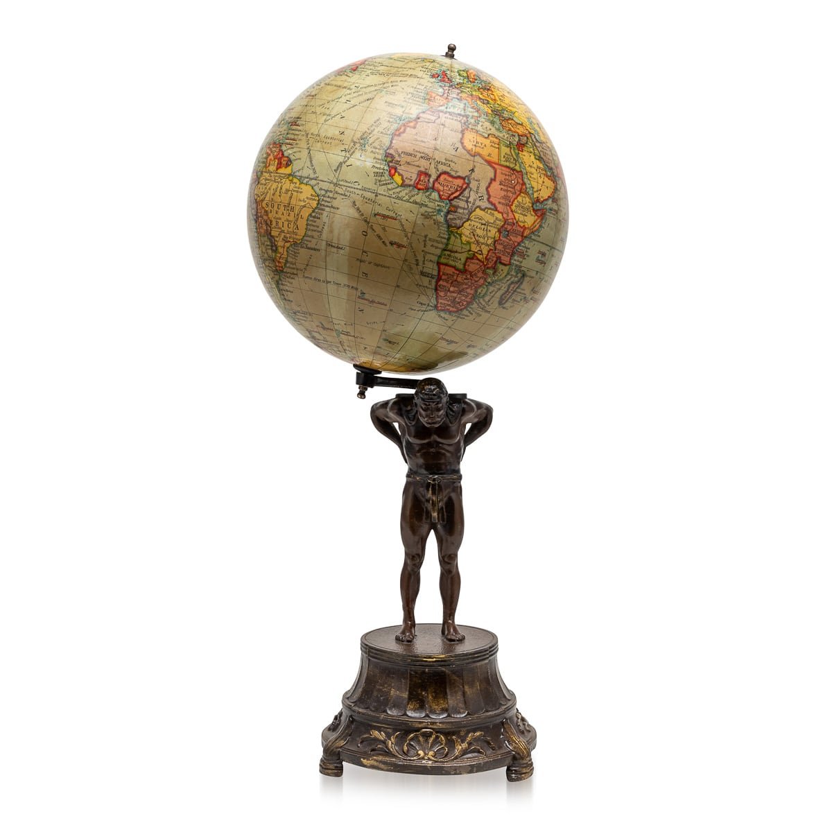 PUSHKINS.COM - 20thC BRITISH %22GEOGRAPHICA%22 GLOBE HELD BY BRONZE ATLAS STATUE, BY PHILIPS c.1920 - 5.jpg