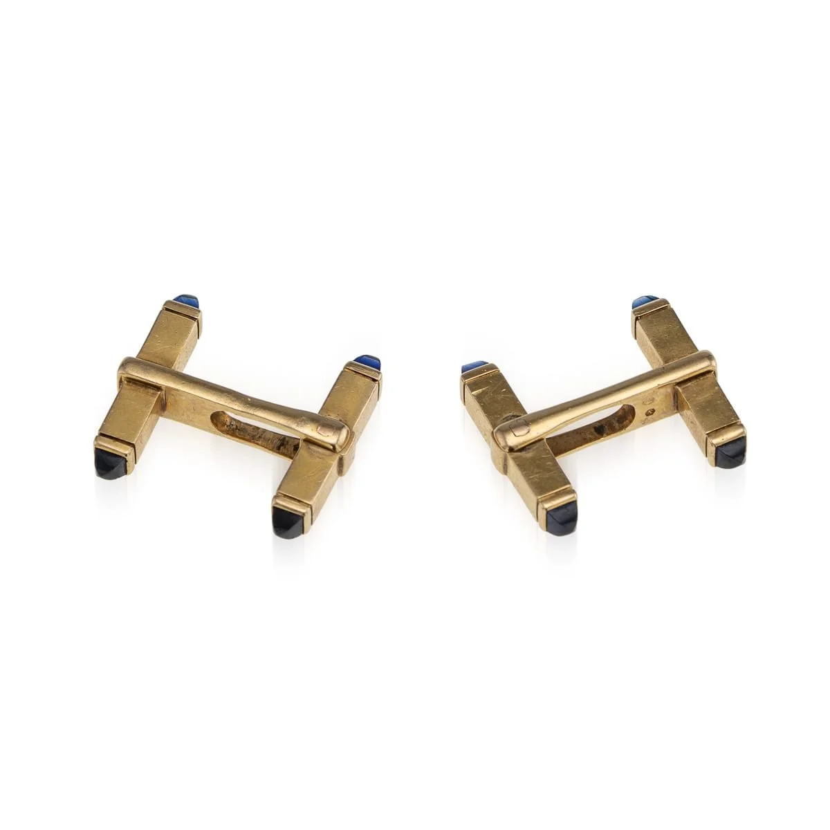 PUSHKINS.COM - J12221 - VINTAGE 20thC 18K GOLD & SAPPHIRE CUFFLINKS IN THE MANNER OF CARTIER - 4.jpg
