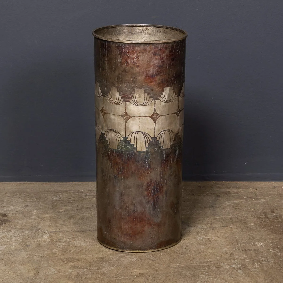 PUSHKINS.COM - D11765 - ANTIQUE 20thC FRENCH ARTS AND CRAFTS METAL STICK STAND BY GALLINARC c.1910 - 04.jpg