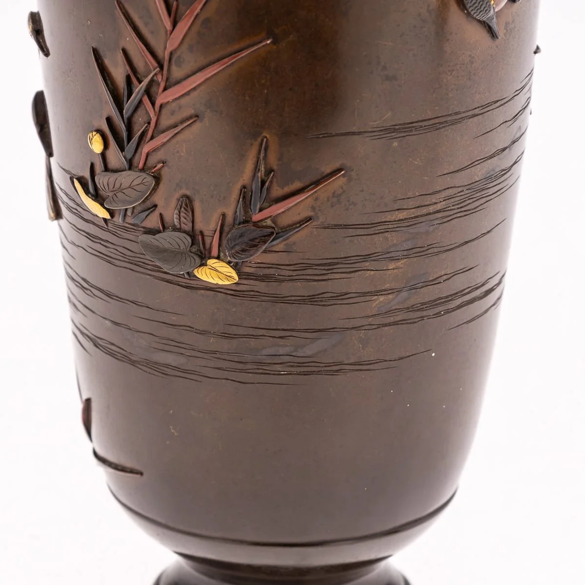 PUSHKINS.COM - G11936 - ANTIQUE 19thC JAPANESE MEIJI PERIOD PAIR OF INLAID BRONZE OVOID VASES BY MIYABE - 18.jpg