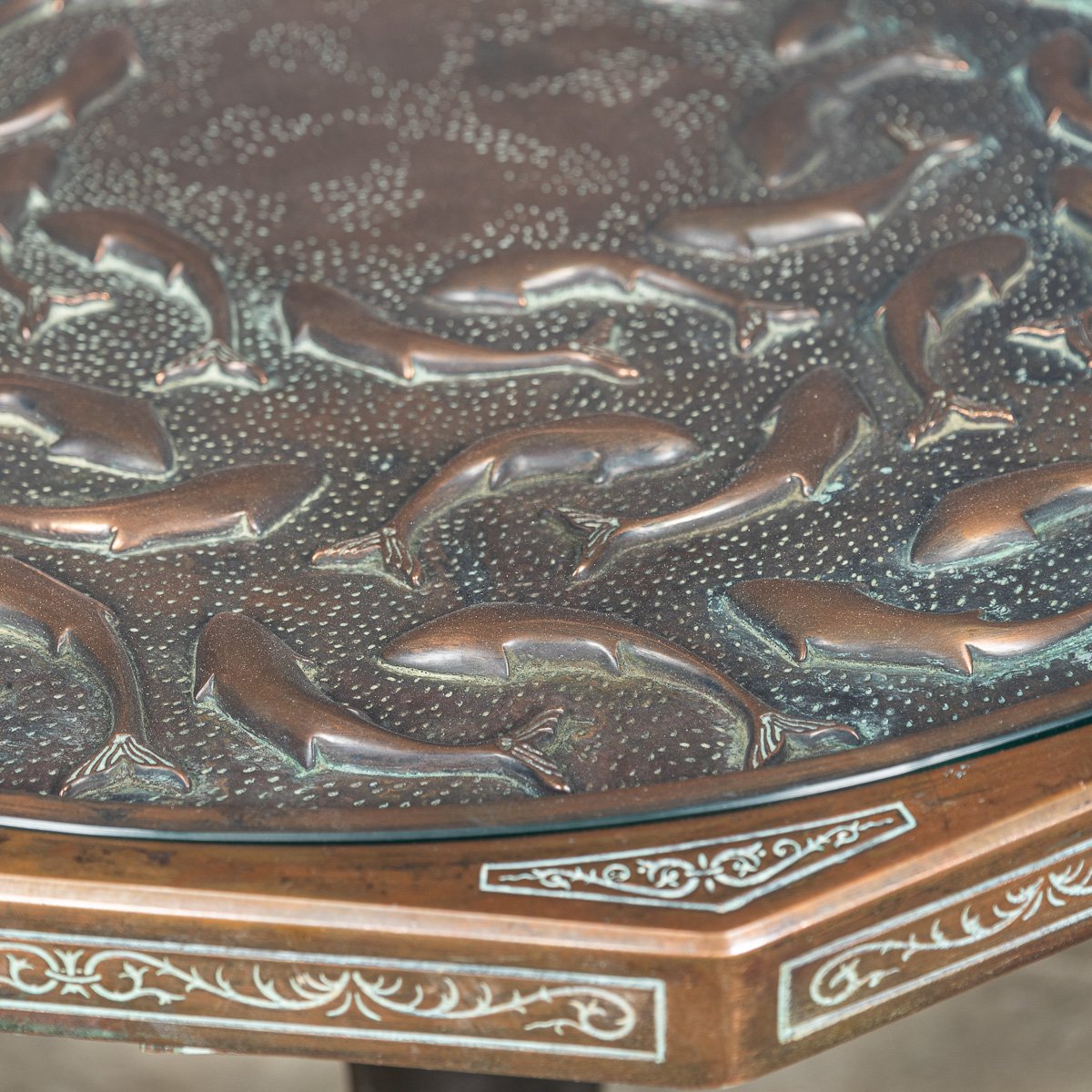 PUSHKINS.COM - D11134 - VINTAGE 20thC SPANISH EMBOSSED COPPER TABLE BY MALART c.1930 - 14.jpg