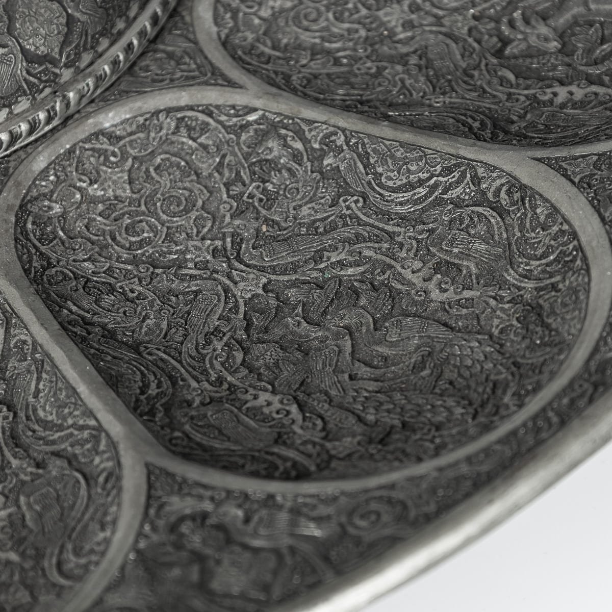 PUSHKINS.COM - A00171 - ANTIQUE 20thC PERSIAN SILVER PLATED GHALAMZANI BOWL ON STAND, ISFAHAN c.1900 - 28.jpg
