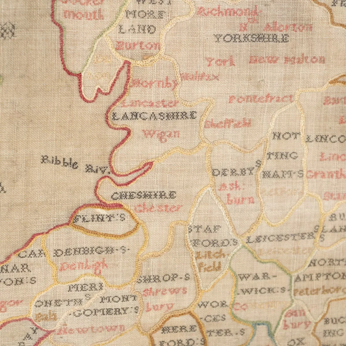 PUSHKINS.COM - B12336 - 18thC GEORGIAN SILKWORK MAP OF ENGLAND & WALES, WORKED BY ANN PERRY c.1796 - 24.jpg