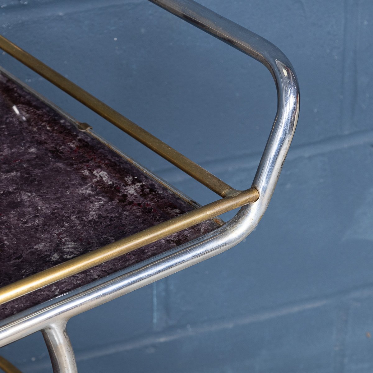 PUSHKINS.COM - B11305 - VINTAGE 20thC ITALIAN STEEL & GLASS DRINKS TROLLEY WITH MARBLE EFFECT c.1980 - 14.jpg